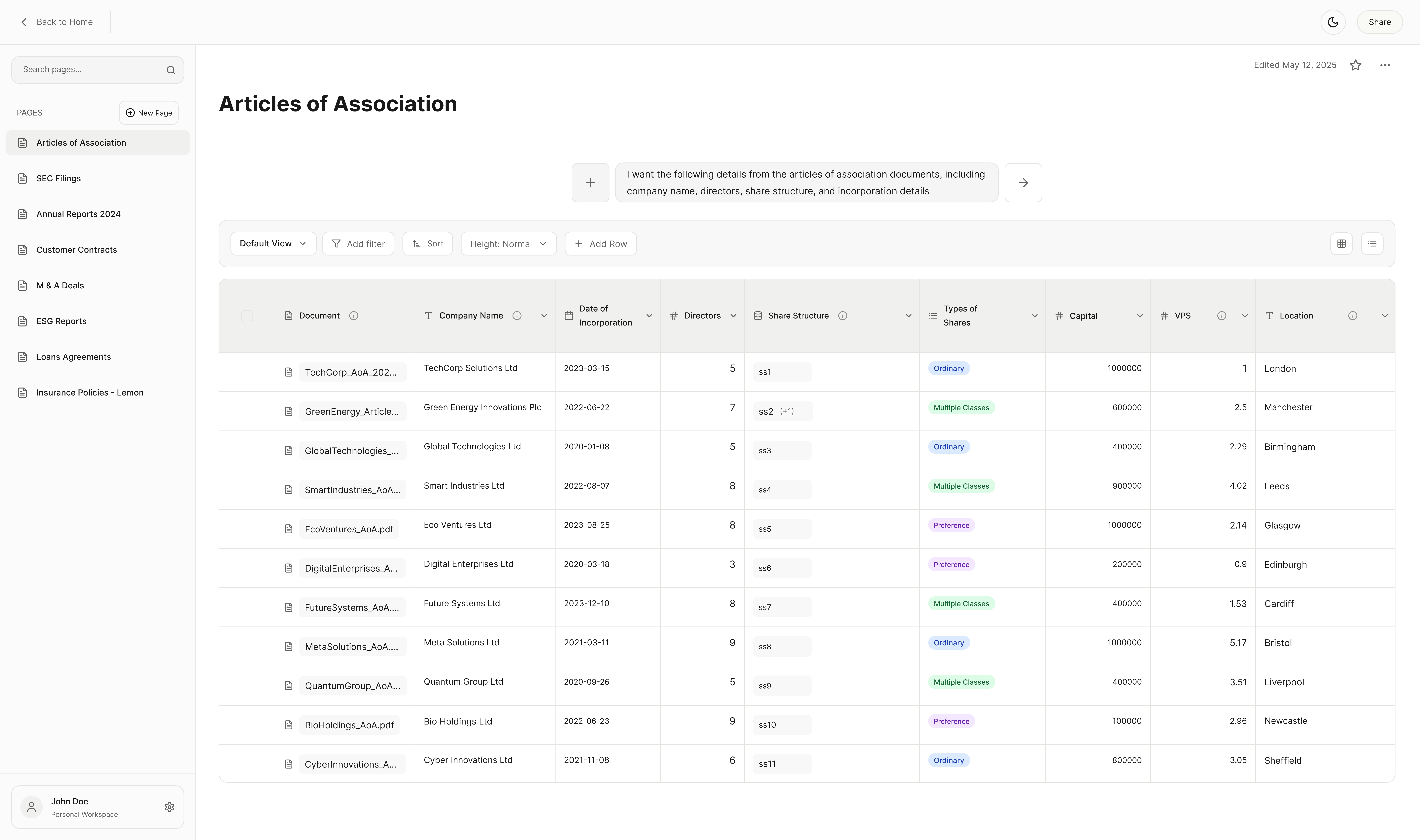 Document data extraction preview